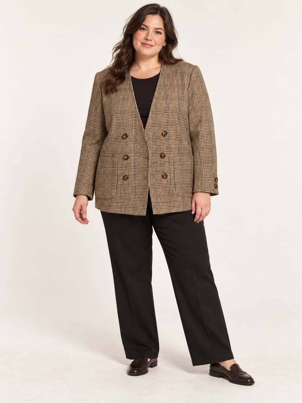 Vintage Worthington Houndstooth Blazer Women’s 18 Brown Double Breasted
